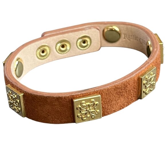 Rustic Cuff Brown Suede Logo Single Wrap Leather Bracelet NWOT - Picture 1 of 3